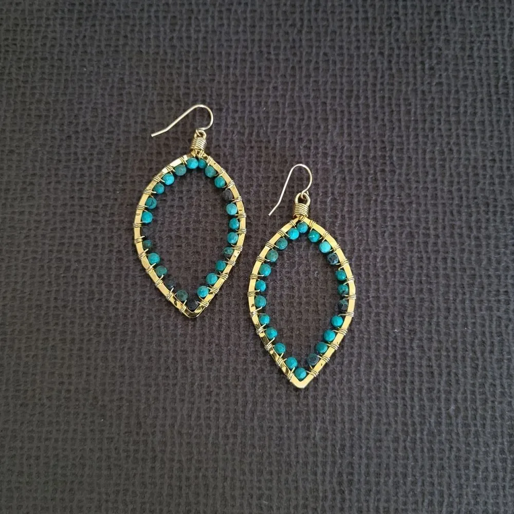 Blue💙-Green💚 Turquoise Teardrop💦 Earrings